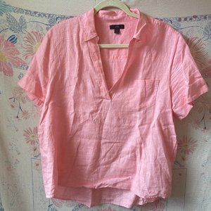 J Crew Pink Tunic Linen Short Sleeve Top